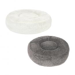 Kombi-Paket: Hundebett Flocke + passende Ersatzbezüge - Bett Ø 125 x H 25 cm + Ersatzbezug Ø 125 cm, grau