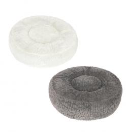 Kombi-Paket: Hundebett Flocke + passende Ersatzbezüge - Bett Ø 90 x H 20 cm + Ersatzbezug Ø 90 cm, grau