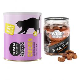 Angebot für Kombi-Paket: Wild Freedom RAW - gefriergetrocknete Snacks + Cosma Snackies XXL Maxi Tube - RAW Hühnerherzen (3 x 45 g) + Snackies XXL Hühnchen (200 g) - Kategorie Katzenfutter & Zubehör / Katzensnacks / Wild Freedom / Freeze-Dried Snacks.  Lieferzeit: 1-2 Tage -  jetzt kaufen.