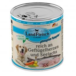 LandFleisch Dog Classic Geflügelherzen und Seelachs 6x800g
