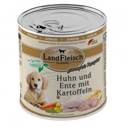 LandFleisch Dog Classic Junior Huhn, Ente und Kartoffeln 6x800g