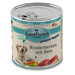 LandFleisch Dog Classic Rinderherzen mit Reis 6x800g