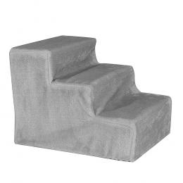 Lionto Haustiertreppe mit Plüschbezug - hellgrau: L 46 x B 36 x H 34 cm
