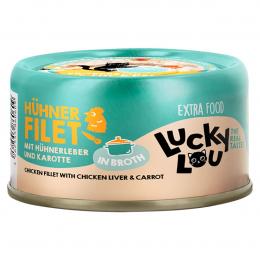 Lucky Lou Extra Food Huhn, Hühnerleber in Broth, Dose 24x70 g