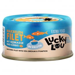 Lucky Lou Extra Food Makrele, Seebrasse in Broth, Dose 24x70 g