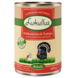 Lukullus Naturkost Adult 6 x 400 g - Wildkaninchen & Truthahn