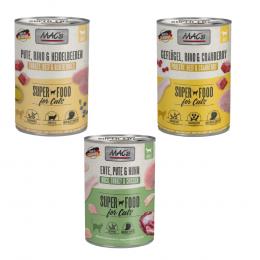 MAC´s Kombi-Paket 18 x 400 g Nassfutter - 6 x 400 g Pute, Rind & Heidelbeeren + 6 x 400 g Ente, Pute, Huhn + 6 x 400 g Geflügel, Rind & Cranberry