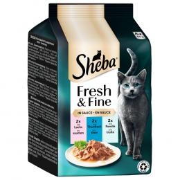Megapack Sheba Fresh & Fine Frischebeutel 12 x 50 g - Lachs, Thunfisch & Forelle in Sauce
