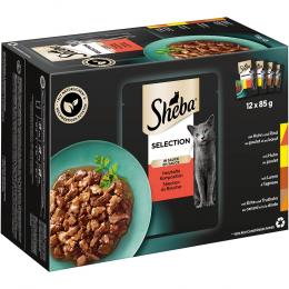 Megapack Sheba Varietäten Frischebeutel 24 x 85 g - Selection in Sauce Herzhafte Komposition