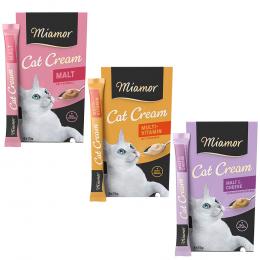 Miamor Cat Snack Cream Probiermix 18 x 15 g - Malt Cream, Multivitamin, Malt Cream & Käse