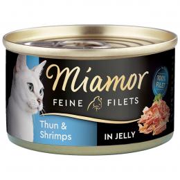 Miamor Feine Filets in Jelly Thunfisch und Shrimps 100g Dose 24x100g
