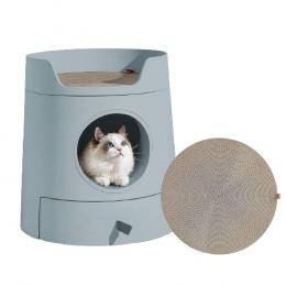 MichuPet 2-in-1-Katzentoilette Castle - Grau