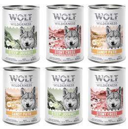 Mix-Pakete Wolf of Wilderness - verschiedene Größen - 6 x 400 g: 2x Geflügel mit Huhn, 2x  Geflügel mit Lamm, 2x  Geflügel mit Rind