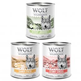 Mix-Pakete Wolf of Wilderness - verschiedene Größen - 6 x 800 g: 2x Geflügel mit Huhn, 2x Geflügel mit Lamm, 2x Geflügel mit Rind