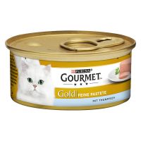 Mixpaket Gourmet Gold Feine Pastete 48 x 85 g - Mix 6: Thunfisch, Seelachs/Karotte, Forelle/Tomate