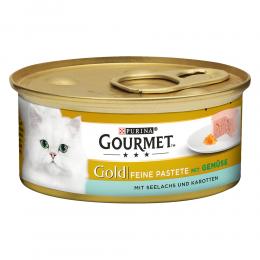 Mixpaket Gourmet Gold Feine Pastete 48 x 85 g - Mix 7: Ente/Spinat, Seelachs/Karotte, Forelle/Tomate, Lamm/Bohnen