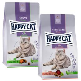 Mixpaket Happy Cat Senior 2 x 4 kg - Atlantik-Lachs & Weide-Lamm