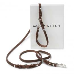 Molly & Stitch Butter Hundeleine 3X Verstellbar - Dunkelbraun / silberner Karabiner / L