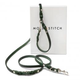 Molly & Stitch Butter Hundeleine 3X Verstellbar - Waldgrün / silberner Karabiner / M
