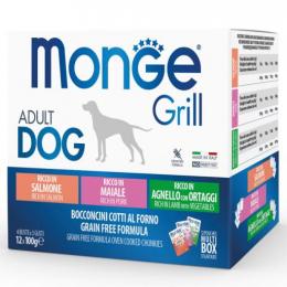 Monge Multi Pouches Für Hunde Lachs/Schwein/Lamm 12X100 Gr