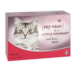 Angebot für My Star is a little Gourmet - Mousse 12 x 85 g - Rind & Thymian - Kategorie Katze / Katzenfutter nass / My Star / My Star Gourmet Dosen.  Lieferzeit: 1-2 Tage -  jetzt kaufen.