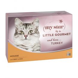 Angebot für My Star is a little Gourmet - Mousse 12 x 85 g - Truthahn & Basilikum - Kategorie Katze / Katzenfutter nass / My Star / My Star Gourmet Dosen.  Lieferzeit: 1-2 Tage -  jetzt kaufen.