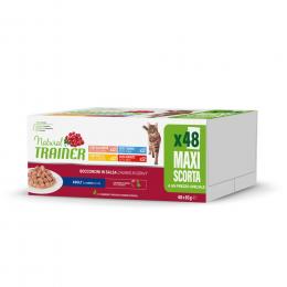 Natural Trainer Bocconcini Adult - Sparpaket: 96 x 85 g Sterilised Mixpaket (Beef, Turkey, Tuna, Codfish);
