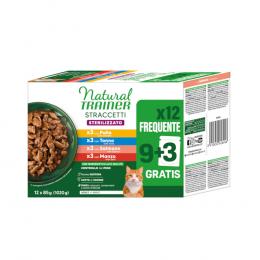Natural Trainer Straccetti Adult Sterilised Streifen in Soße 24 x 85 g - Mixpaket (4 Sorten)
