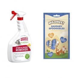 Nature's Miracle + 8 x 14 g Meowee! Savoury Spoonables gratis! - 946 ml Flecken- und Geruchsentferner