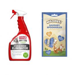 Nature's Miracle + 8 x 14 g Meowee! Savoury Spoonables gratis! - 946 ml Ultimate Flecken- & Geruchsentferner