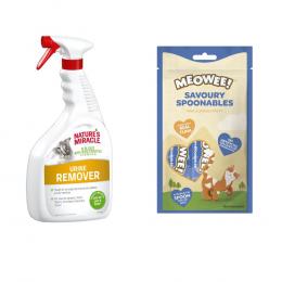 Nature's Miracle + 8 x 14 g Meowee! Savoury Spoonables gratis! - 946 ml Urinflecken- und Geruchsentferner