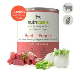 nutricanis 12 x 800 g Rind + Fenchel Nassfutter Hund