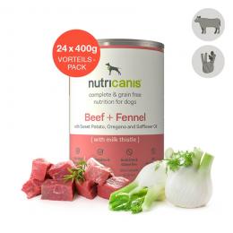 nutricanis 6 x 800 g Rind + Fenchel Nassfutter Hund