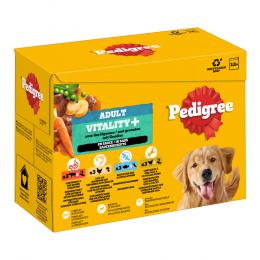 Pedigree Adult Frischebeutel für Hunde Vitality+ in Sauce - Sparpaket: 24 x 85 g (4 Varietäten)