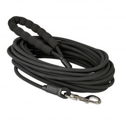 Petlando Trekking Leine rund mit Griff schwarz 10 m