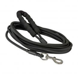 Petlando Trekking Leine rund mit Griff schwarz 5 m