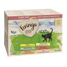 Probiermix Feringa Classic Meat Menü Schale 6 x 100 g - Kaninchen/Truthahn, Lamm/Ente, Geflügel, Kalb, Kalb/Ente, Huhn/Forelle