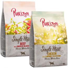 Probiermix Purizon 2 x 400 g  - Single Meat Mix: Huhn mit Kamillenblüten & Rind mit Hibiskusblüten