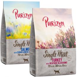 Probiermix Purizon 2 x 400 g  - Single Meat Mix:  Pute mit Heidekrautblumen + Lachs mit Kornblumenblüten