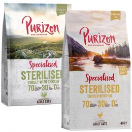 Probiermix Purizon 2 x 400 g - Sterilised Adult Truthahn & Huhn und Sterilised Adult Huhn & Fisch