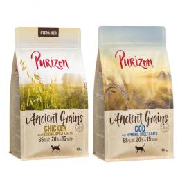 Probiermix Purizon 2 x 400 g  - Urgetreide Mix: Adult Cod Kabeljau  + Sterilised Huhn mit Fisch