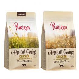 Probiermix Purizon 2 x 400 g  - Urgetreide Mix: Adult Huhn mit Fisch + Sterilised Huhn mit Fisch