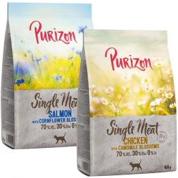 Probiermix Purizon 2 x 400 g zum Sonderpreis - Single Meat Mix: Huhn Kamillenblüten & Lachs mit Kornblumenblüten