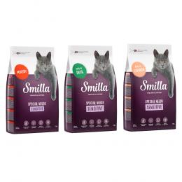 Probierpaket: 3 x 1 kg Smilla Trockenfutter - Sensitive Getreidefrei Geflügel + Lachs + Ente