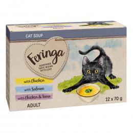Probierpakete Feringa Katzensuppe 12 x 70 g - Mixpaket (Huhn, Lachs, Huhn und Thunfisch)