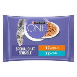 PURINA ONE 4 x 85 g - Sensitive Huhn und Thunfisch