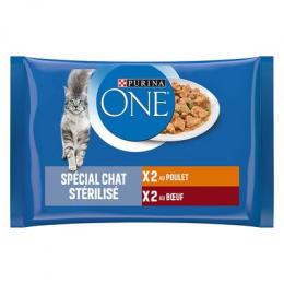 PURINA ONE 4 x 85 g - Sterilcat Huhn und Rind