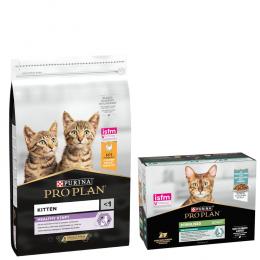 PURINA PRO PLAN Trockenfutter + 10 x 85 g Sterilised Adult Maintenance gratis!  - 10 kg Kitten Healthy Start reich an Huhn