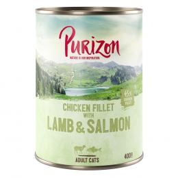 Purizon Adult 12 x 400 g - getreidefrei - Hühnerfilet mit Lachs & Lamm