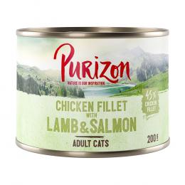 Purizon Adult 24 x 200 g - getreidefrei - Hühnerfilet mit Lachs & Lamm
